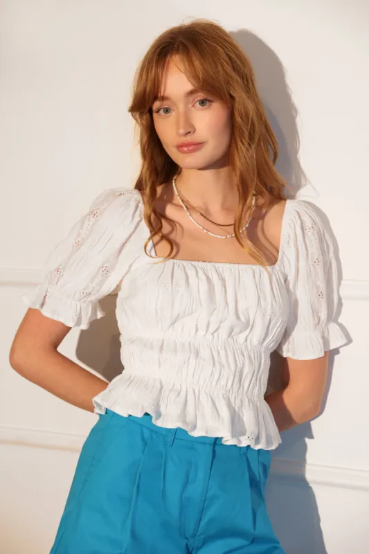 Remy Lace Knit Smocked Waist Top - FINAL SALE sold by Adelyn Rae