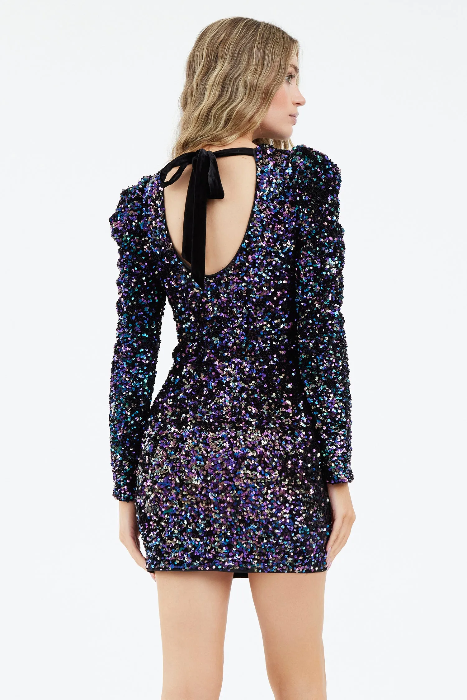 Gale Velvet Sequins Puff Sleeve Mini Dress sold by Adelyn Rae product image thumbnail 2
