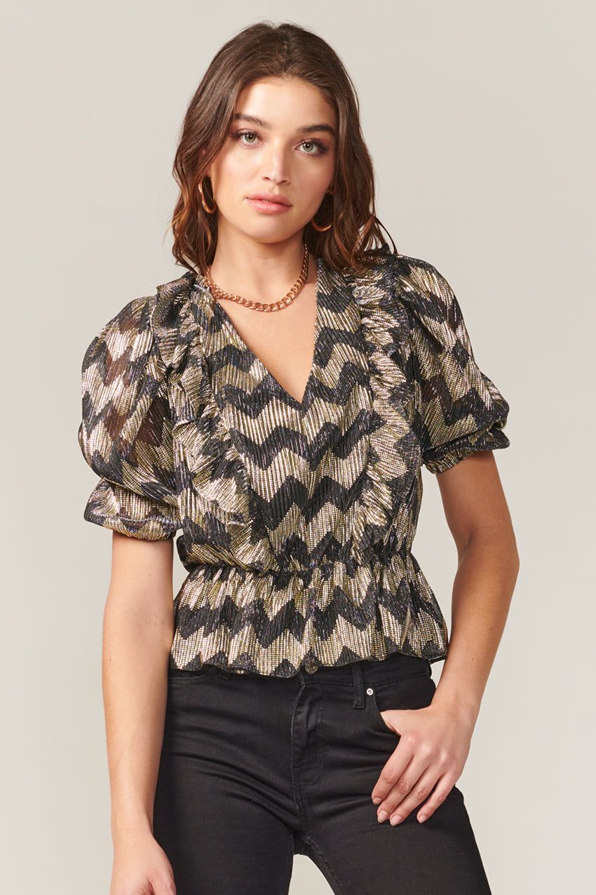 Agatha Lurex Pleated Blouse sold by Adelyn Rae