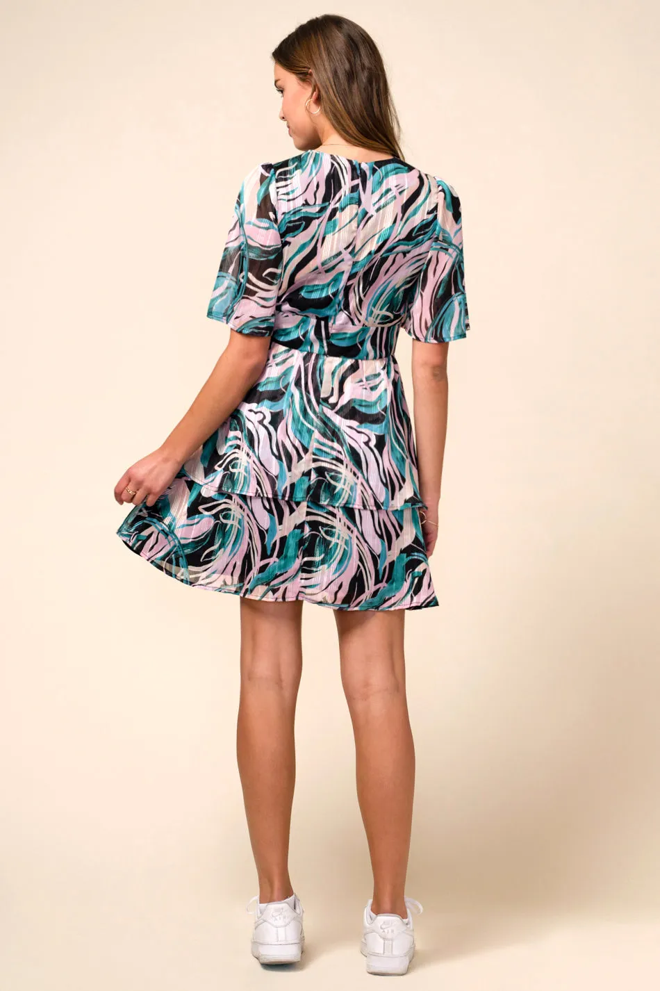 Valery Short Sleeve Lurex Chiffon Dress sold by Adelyn Rae product image thumbnail 4
