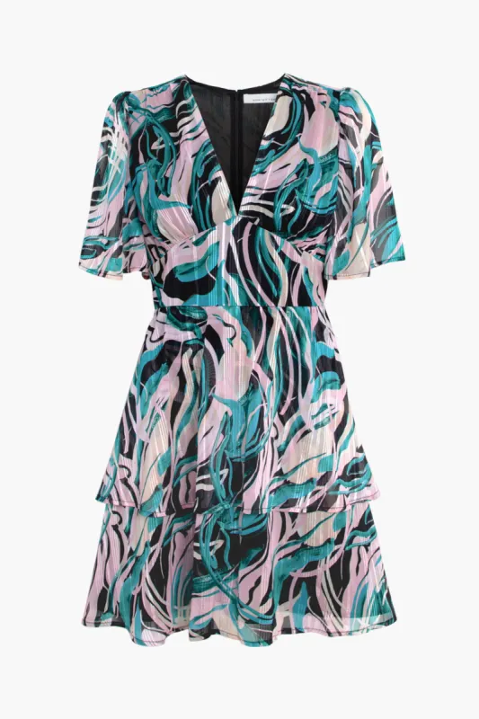 Valery Short Sleeve Lurex Chiffon Dress sold by Adelyn Rae