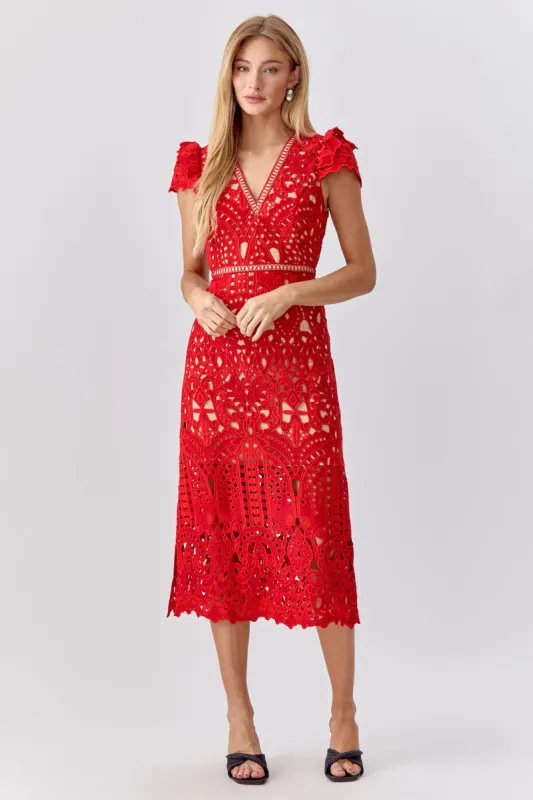 Adeline Crochet Lace Midi Dress sold by Adelyn Rae