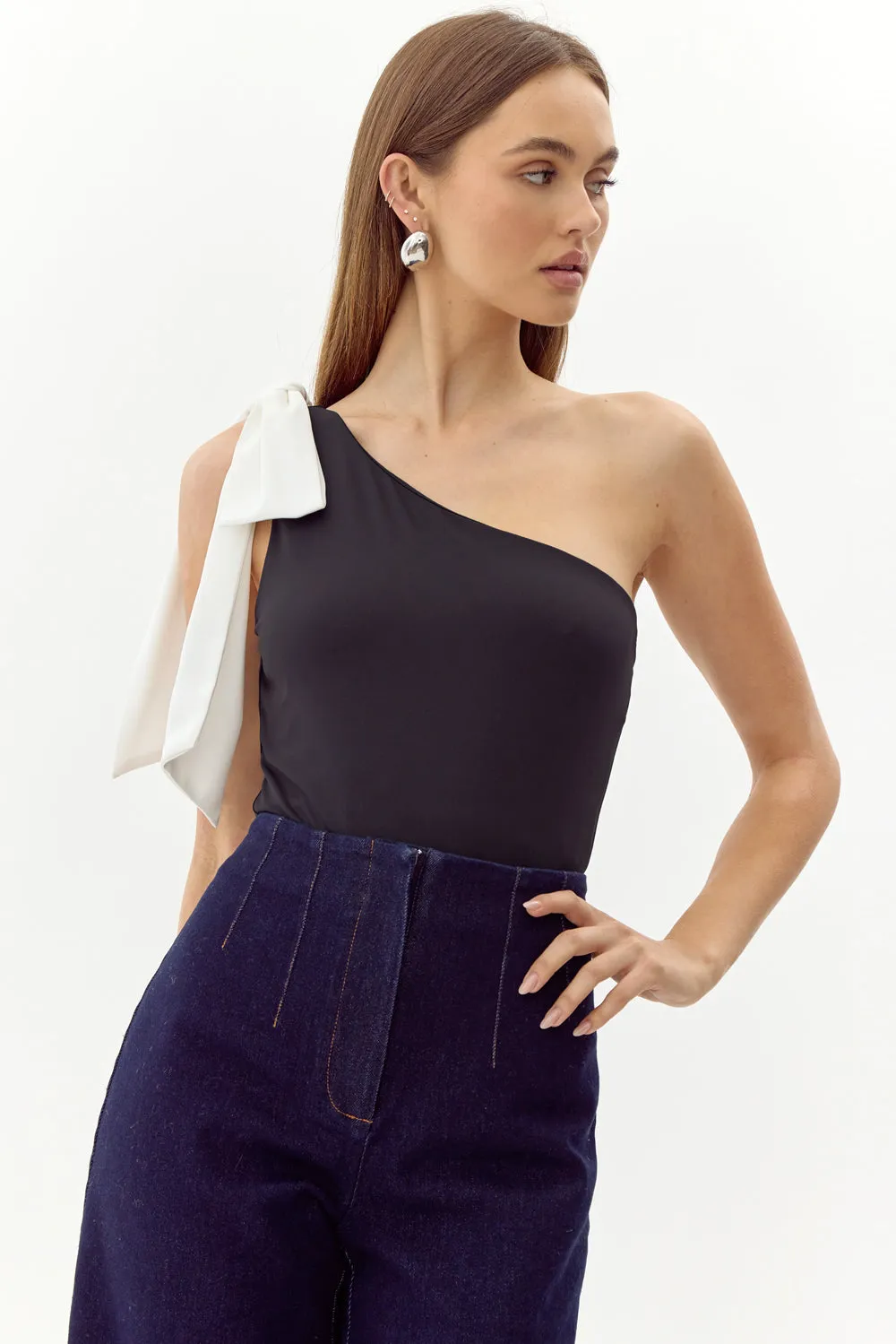 Amanda One Shoulder Bow Knit Bodysuit sold by Adelyn Rae product image thumbnail 2