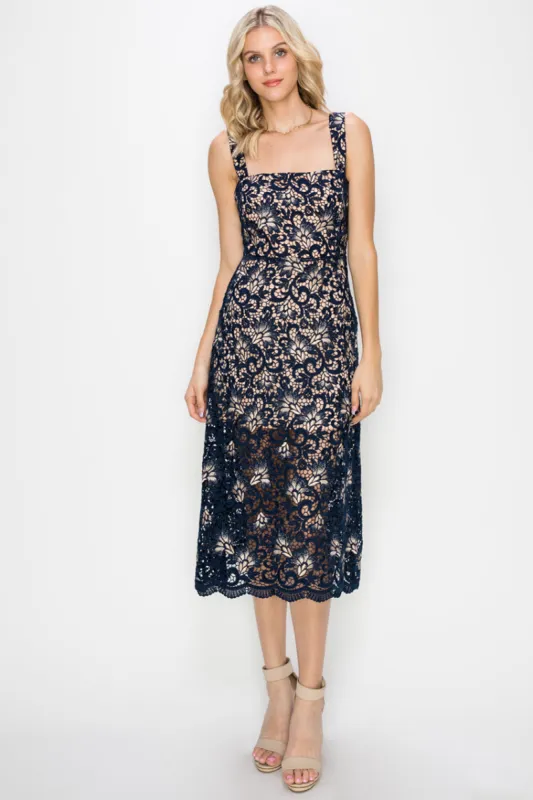 Raina Two Tone Tea Midi Dress sold by Adelyn Rae