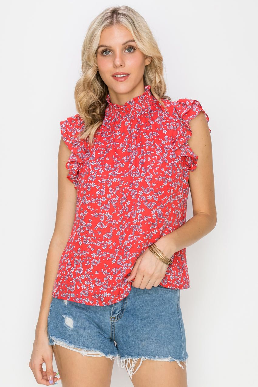 Gracie Smocked Neck Ditsy Floral Blouse - FINAL SALE sold by Adelyn Rae