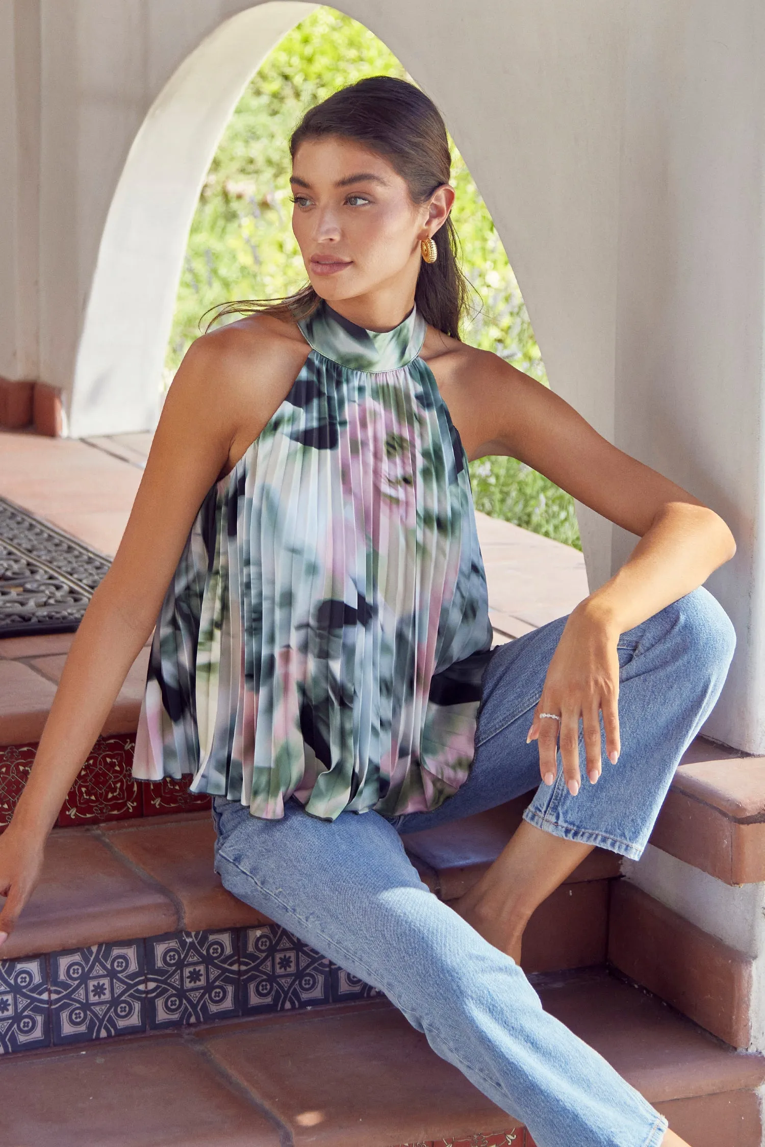 Viv Pleated Satin Top sold by Adelyn Rae product image thumbnail 2