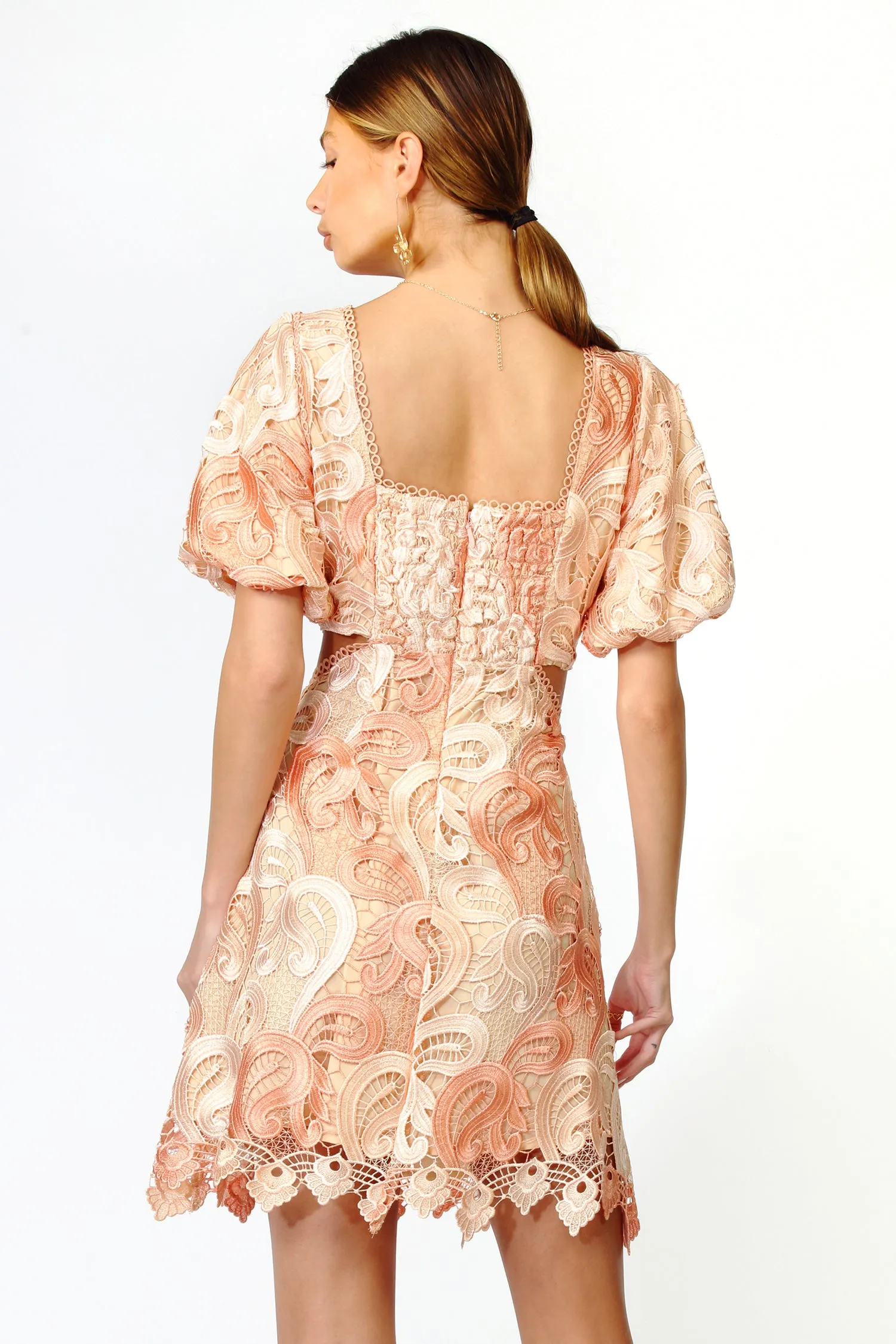 Giselle Ombre Lace Puff Sleeve Cut Out Dress sold by Adelyn Rae product image thumbnail 4