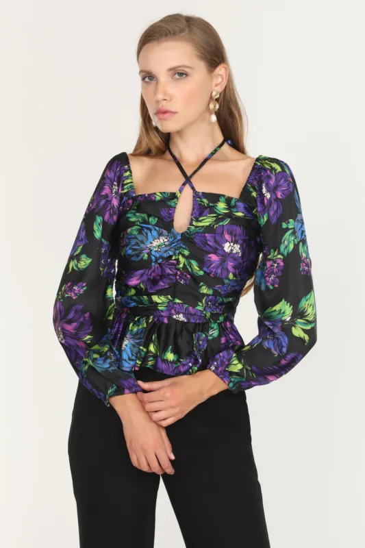 Rena Ruched Keyhole Blouse made by Adelyn Rae