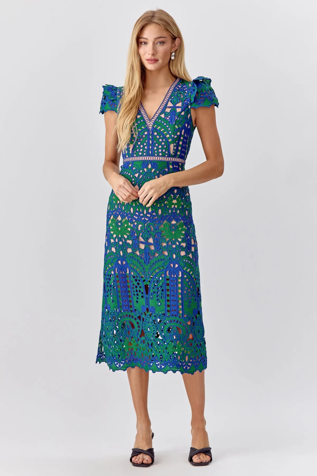 Adeline Crochet Lace Midi Dress sold by Adelyn Rae