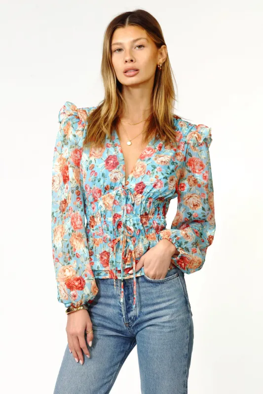 Amelia Tie Front Floral Blouse sold by Adelyn Rae