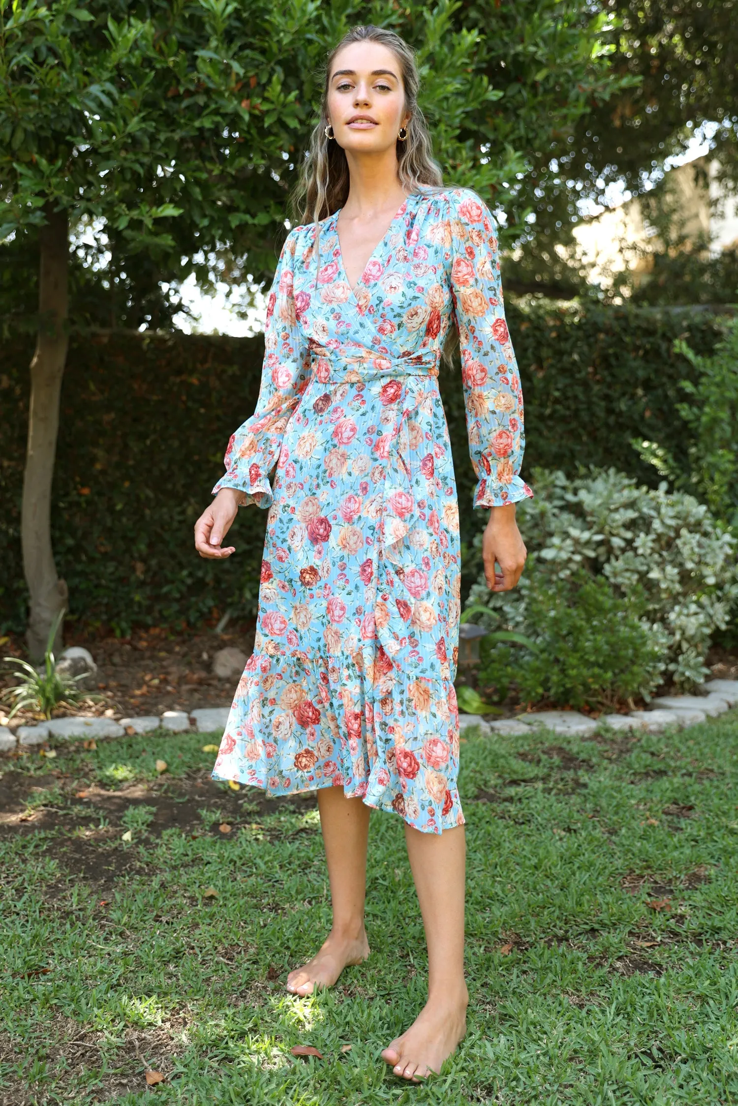 Penelope Faux Wrap Floral Midi Dress - FINAL SALE sold by Adelyn Rae