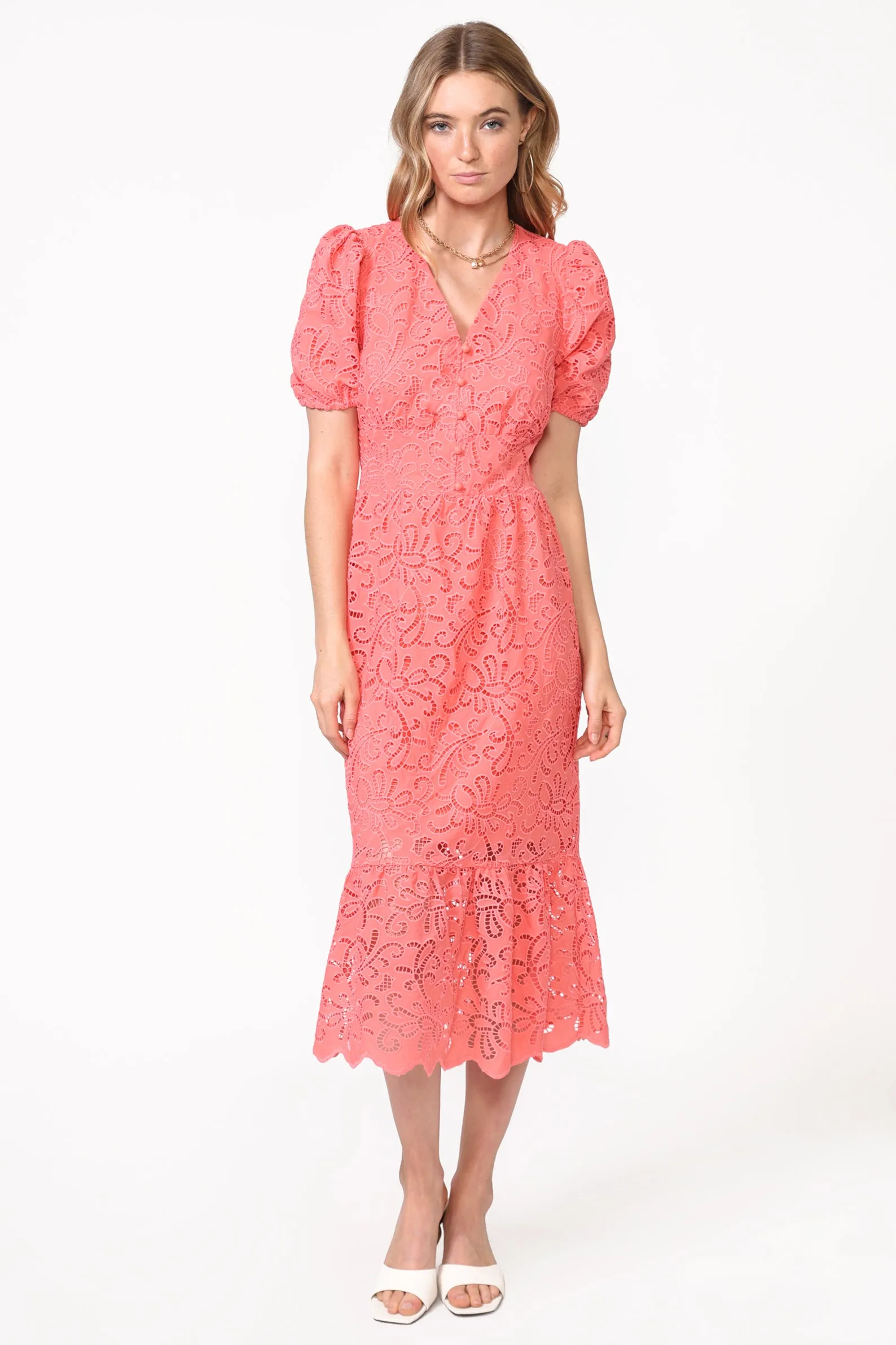 Farrah Embroidered Eyelet Midi Dress - FINAL SALE sold by Adelyn Rae