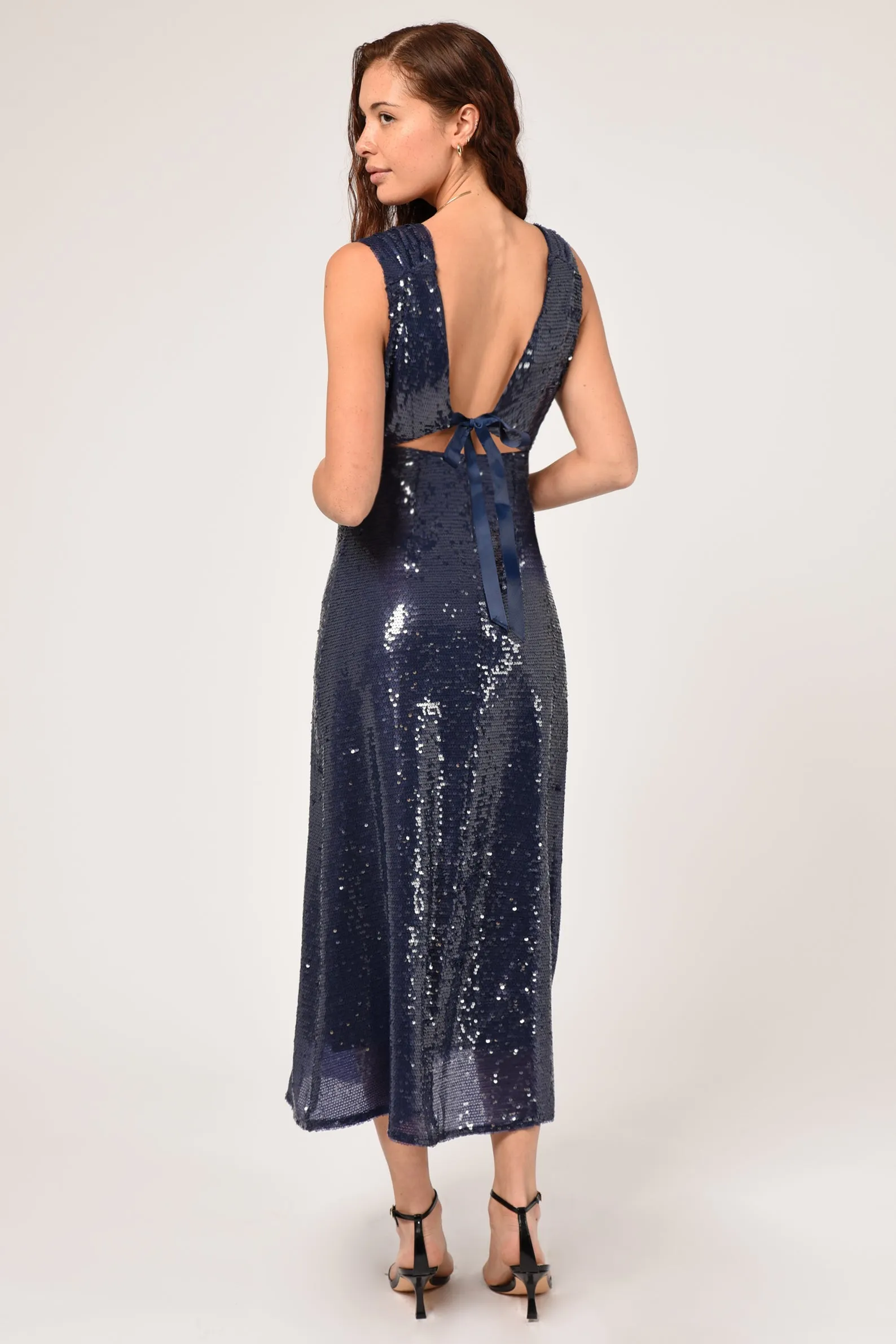 Konnie Tie Back Midi Sequin Dress sold by Adelyn Rae product image thumbnail 3