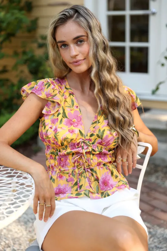 Kelly Ruched Ruffle Blouse made by Adelyn Rae