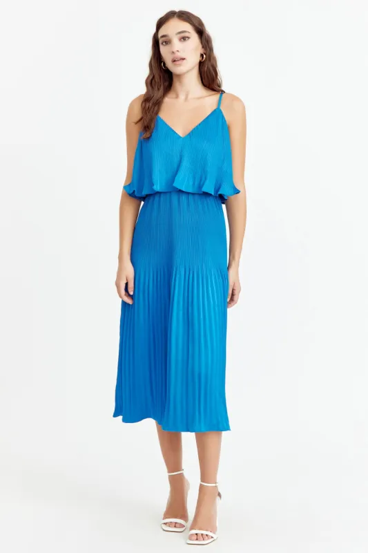 Nayla Overlay Pleated Midi Dress sold by Adelyn Rae