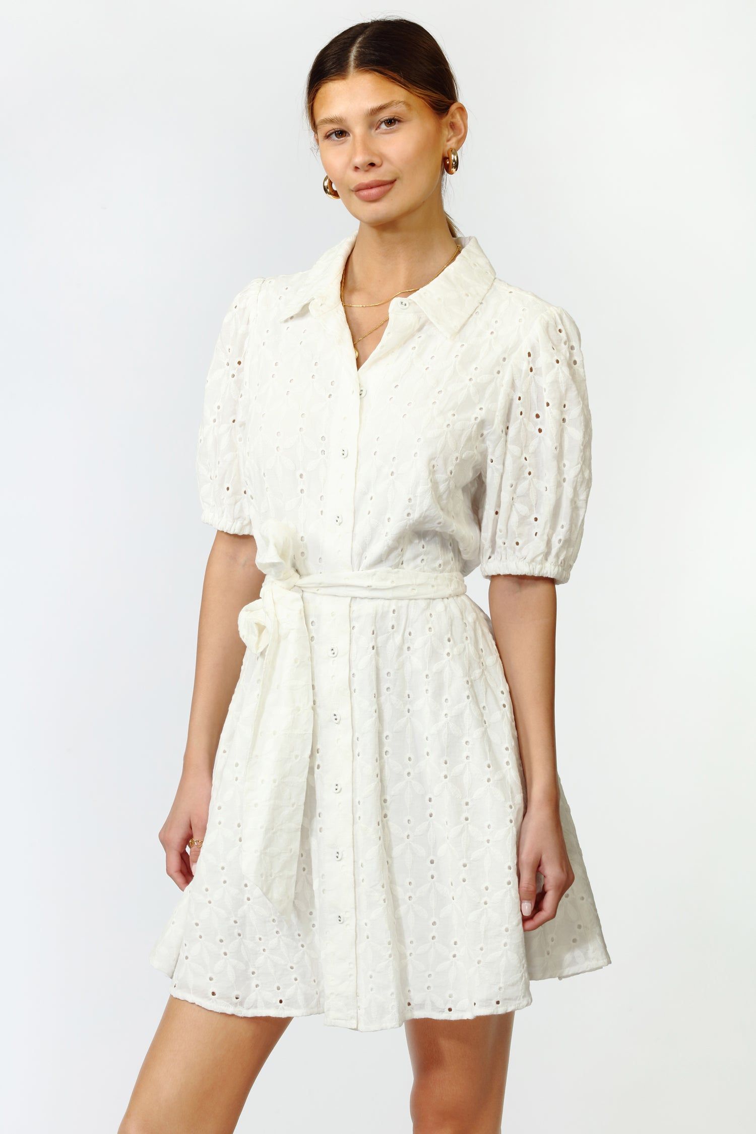 Alexis Embroidered Button Up Collard Dress sold by Adelyn Rae