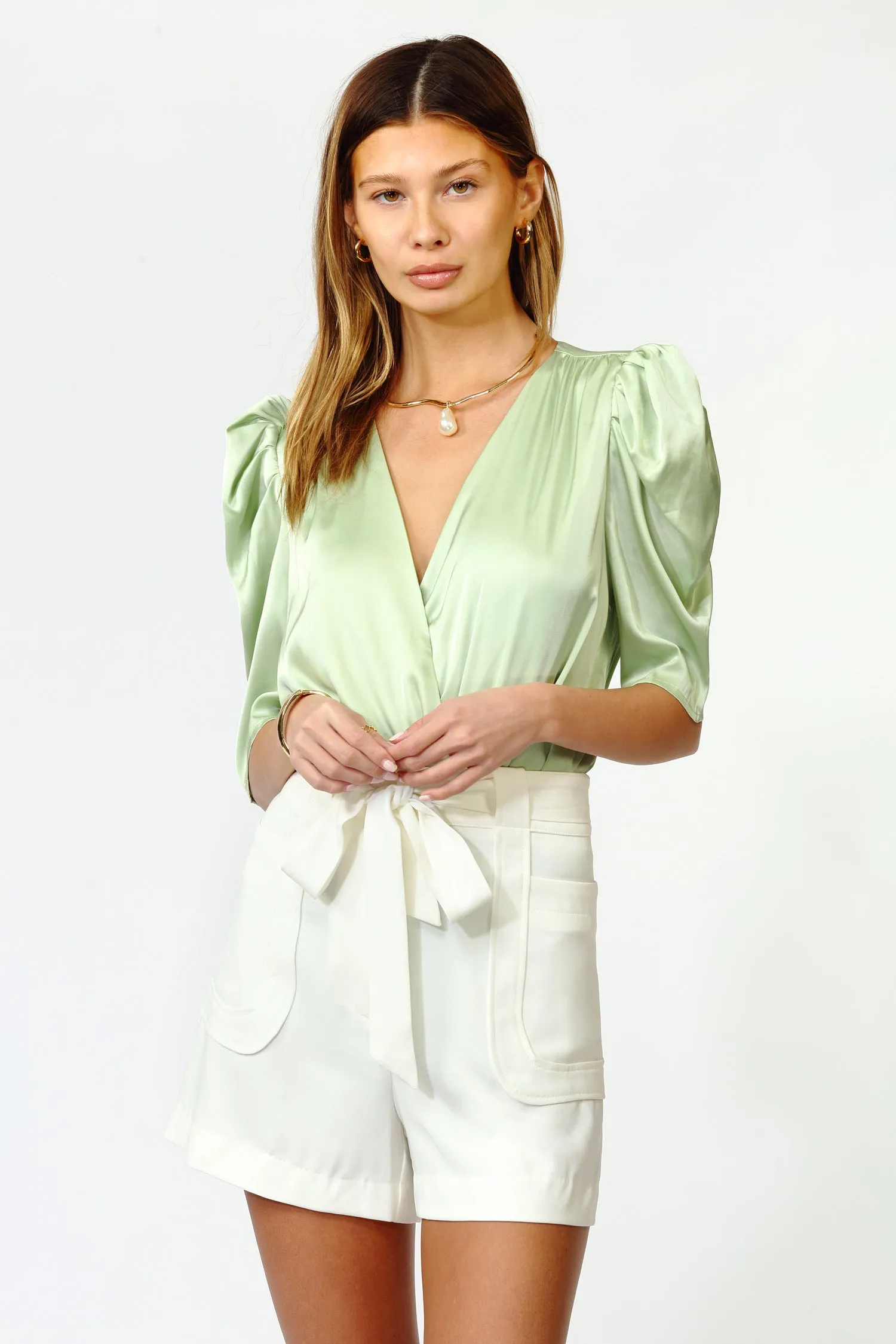 Lila Sateen Puff Sleeve Bodysuit sold by Adelyn Rae product image thumbnail 2