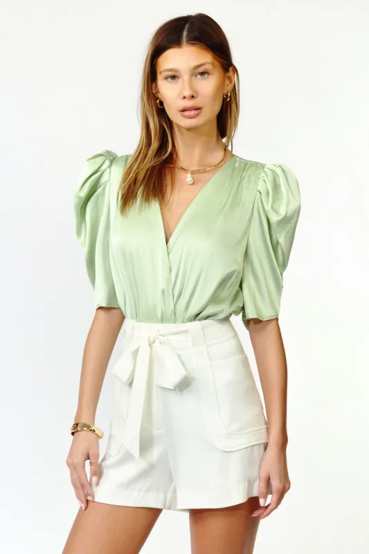 Lila Sateen Puff Sleeve Bodysuit - FINAL SALE sold by Adelyn Rae