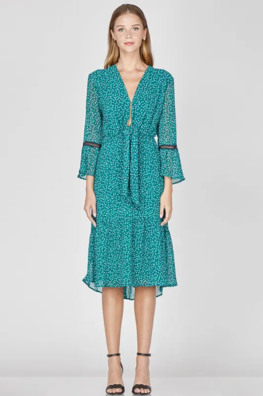 GEMMA WOVEN TIE FRONT MIDI DRESS - FINAL SALE sold by Adelyn Rae