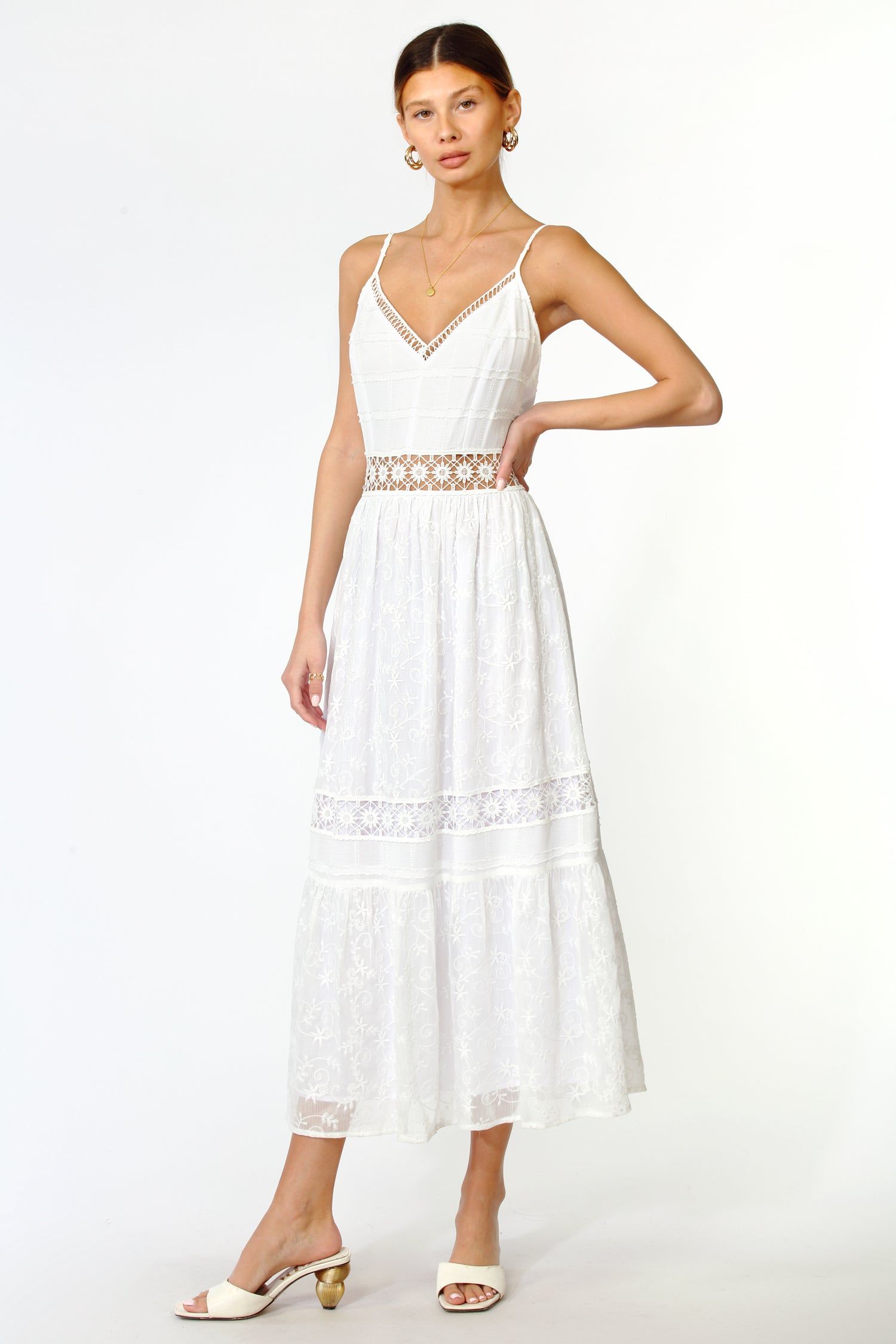 Avery Chiffon Mix Embroidered Midi Dress sold by Adelyn Rae product image thumbnail 2