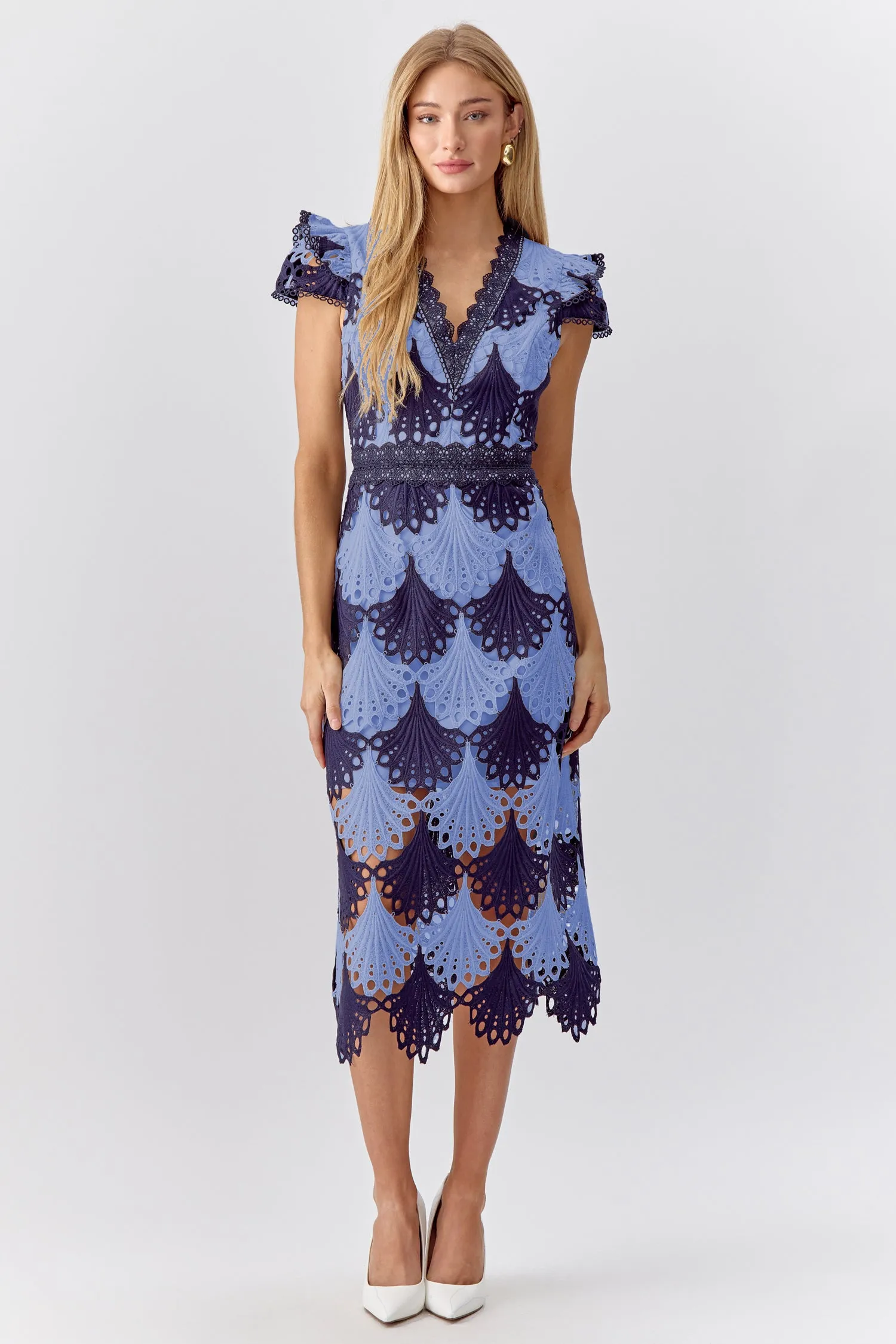 Mia Crochet Lace Midi Dress sold by Adelyn Rae