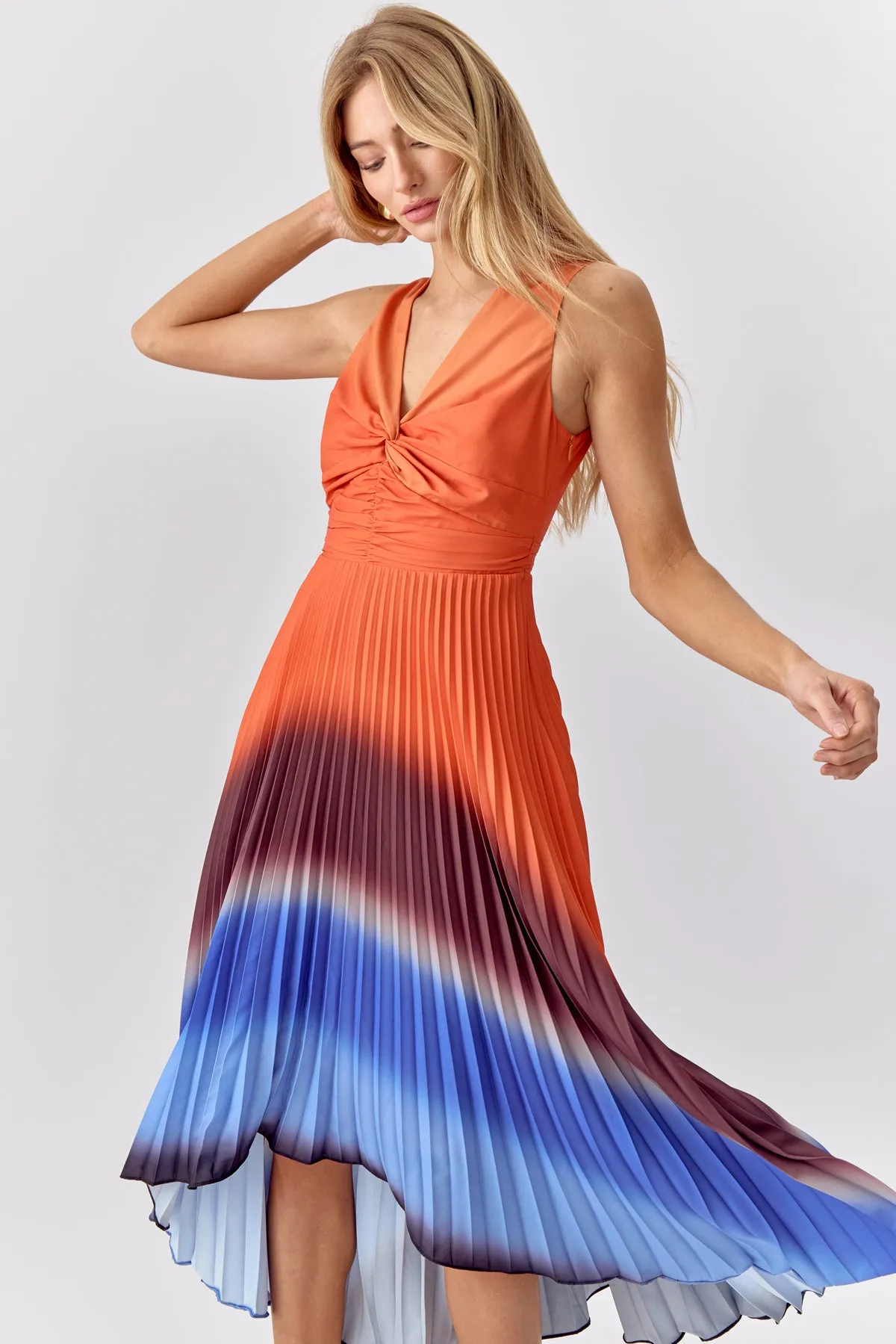 Shannie Ombre Pleated Midi Dress sold by Adelyn Rae