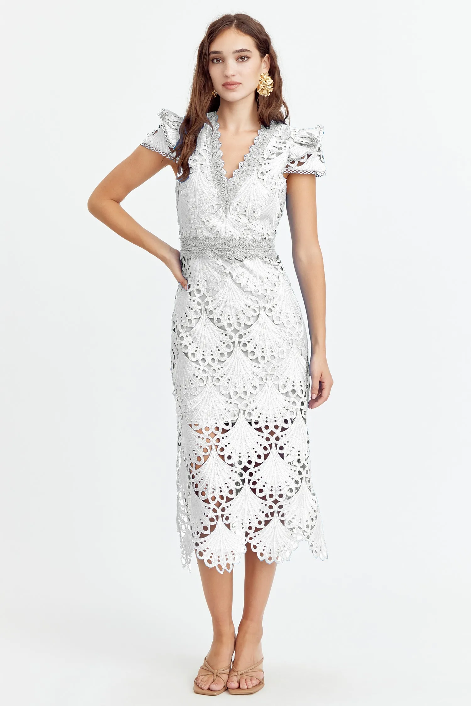 Mia 3D Embroidered Midi Dress sold by Adelyn Rae