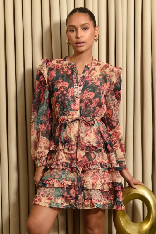 Annie Belted Ruffle Tiered Mini Dress sold by Adelyn Rae