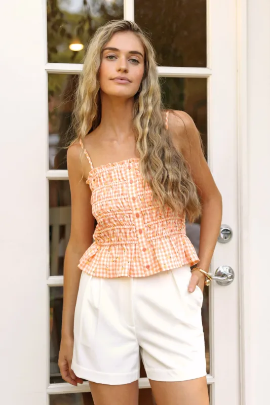 Melia Smocked Gingham Cropped Top sold by Adelyn Rae