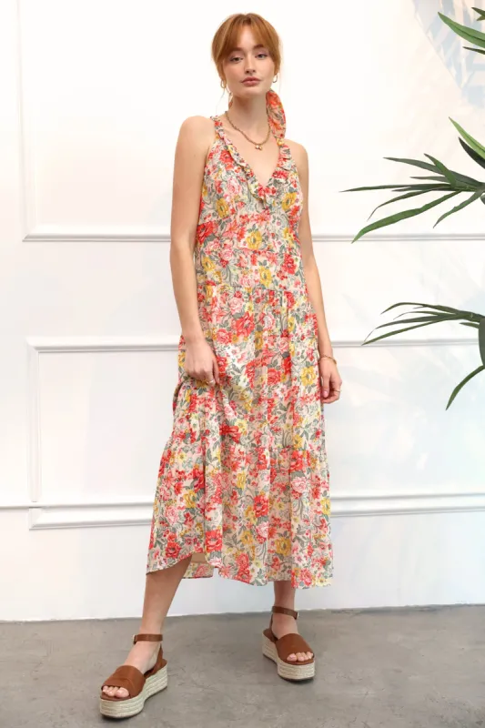 Vickie Ruffle Halter Trapeze Maxi Dress - FINAL SALE sold by Adelyn Rae
