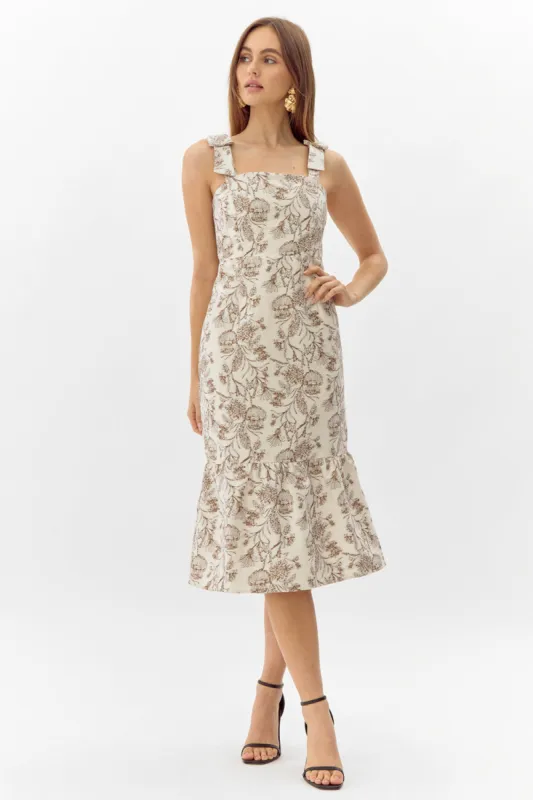 Selina Bow Tie Jacquard Midi Dress - FINAL SALE sold by Adelyn Rae