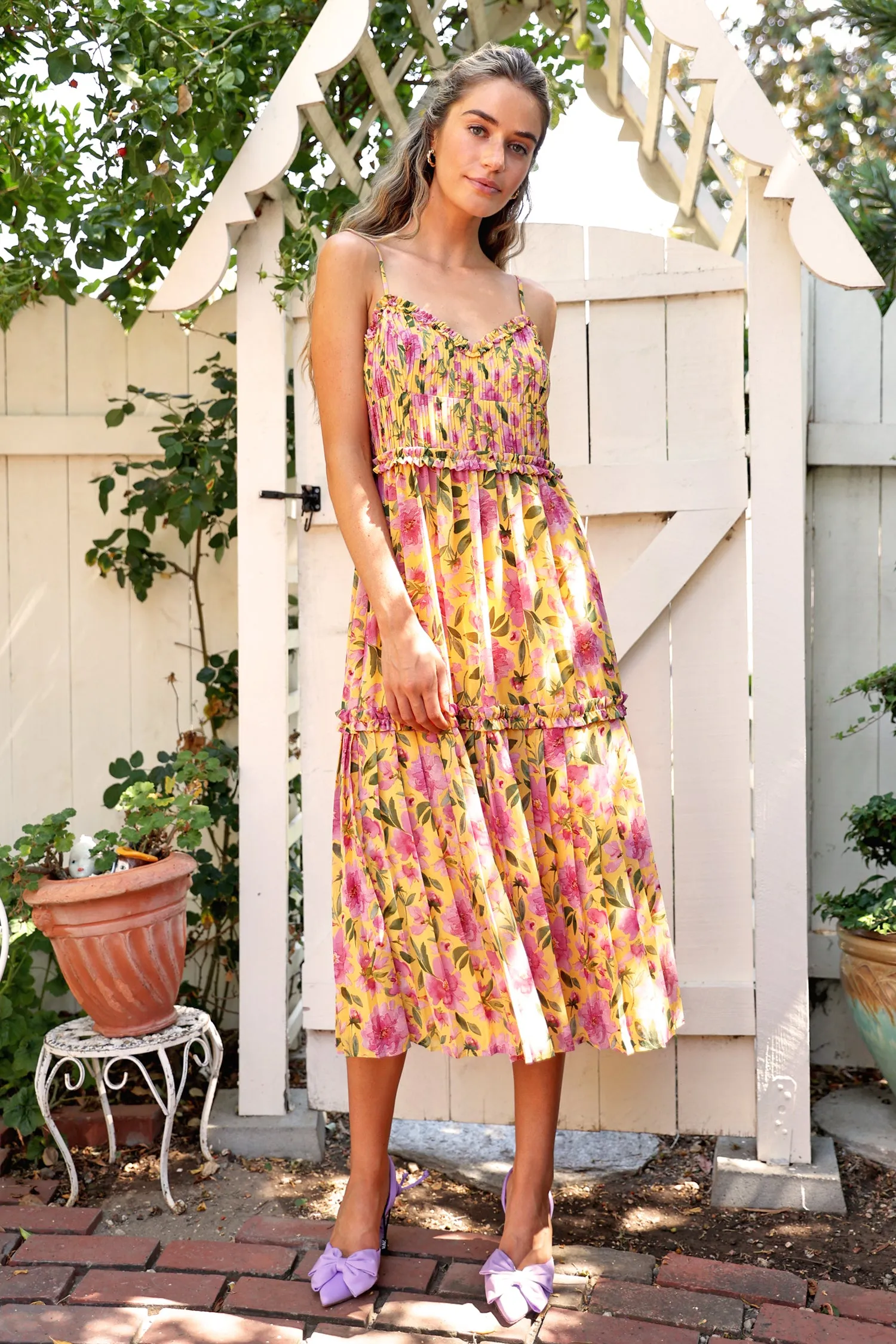 Meadow Pleated Tiered Midi Dress sold by Adelyn Rae product image thumbnail 2