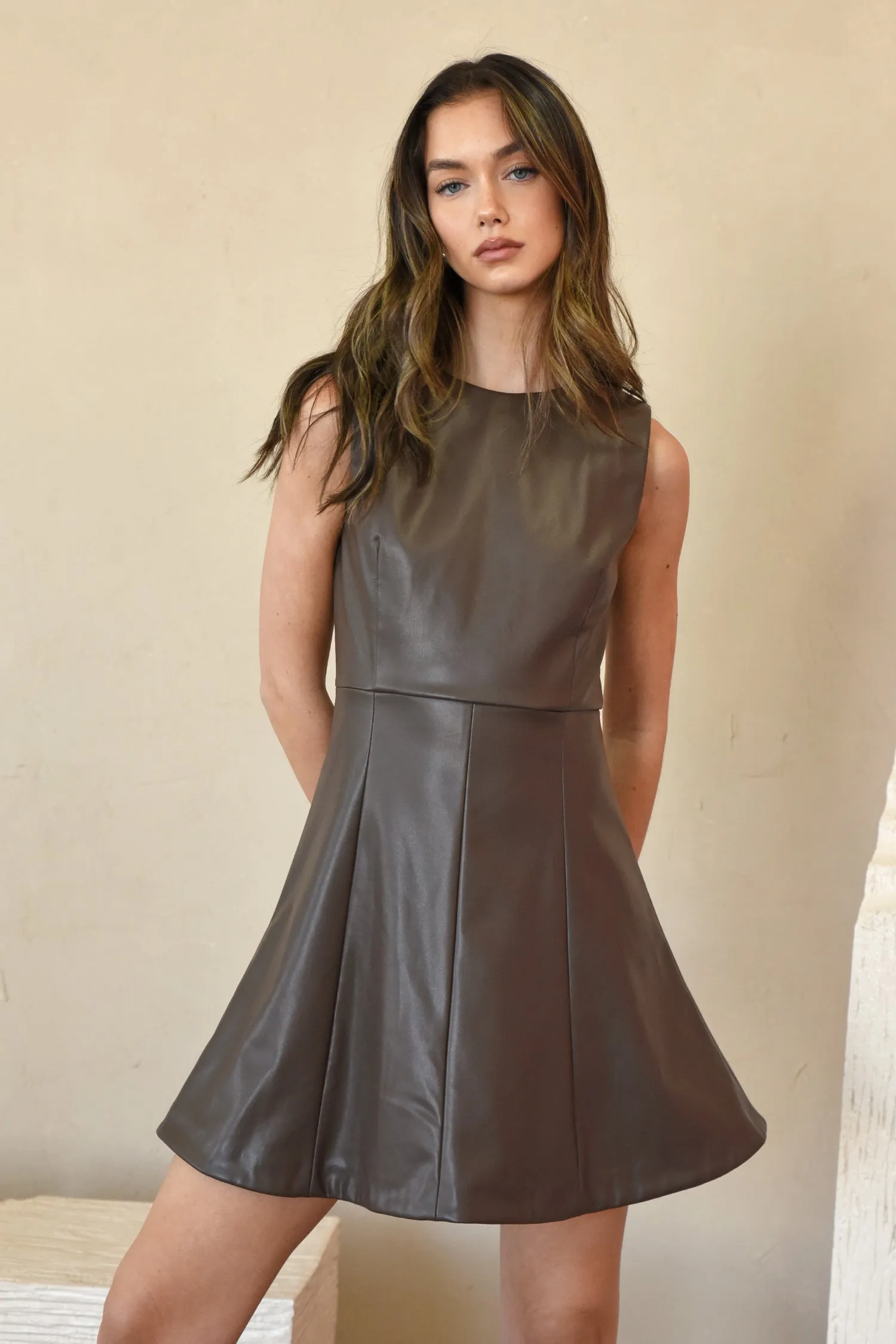 Tiffany Vegan Leather Fit and Flare Dress - FINAL SALE sold by Adelyn Rae product image thumbnail 4