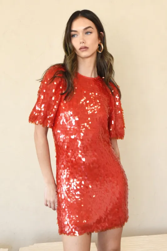Jennie Paillette Puff Sleeve Mini Dress sold by Adelyn Rae