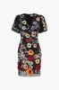 Nicole 3D Floral Puff Sleeve Mini Dress sold by Adelyn Rae