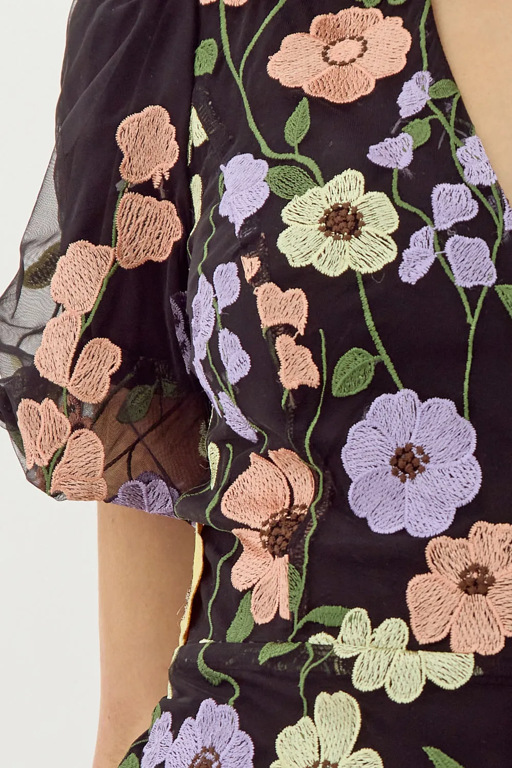 Nicole 3D Floral Puff Sleeve Mini Dress sold by Adelyn Rae product image thumbnail 4