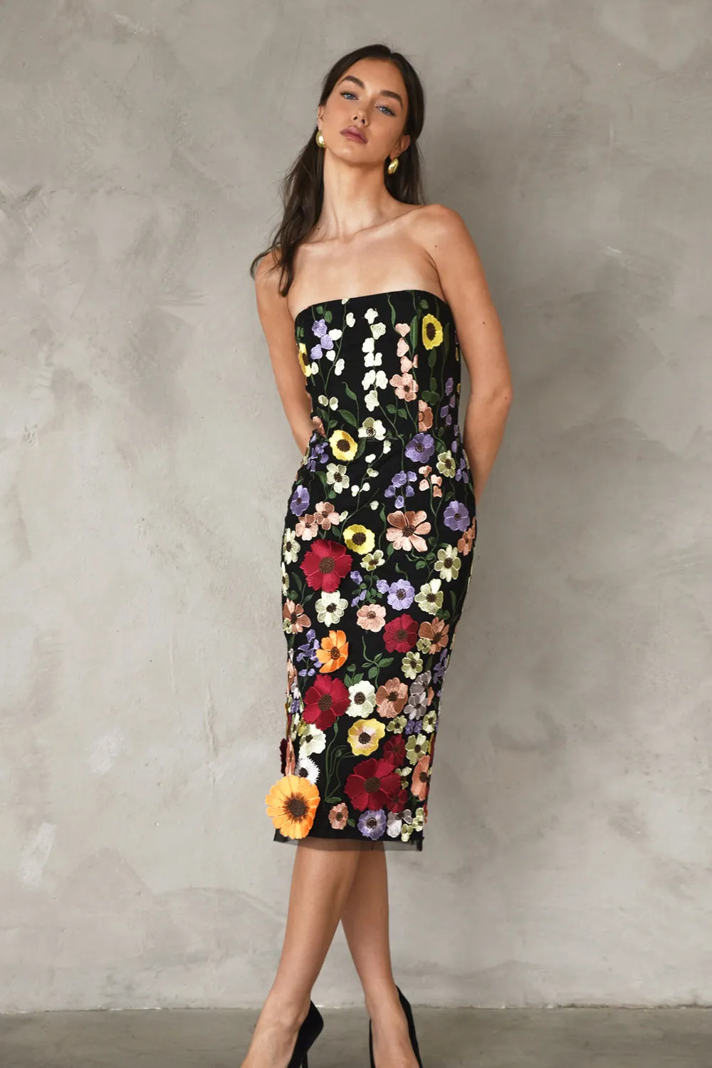 Beth 3D Floral Sleeveless Midi Dress sold by Adelyn Rae product image thumbnail 2