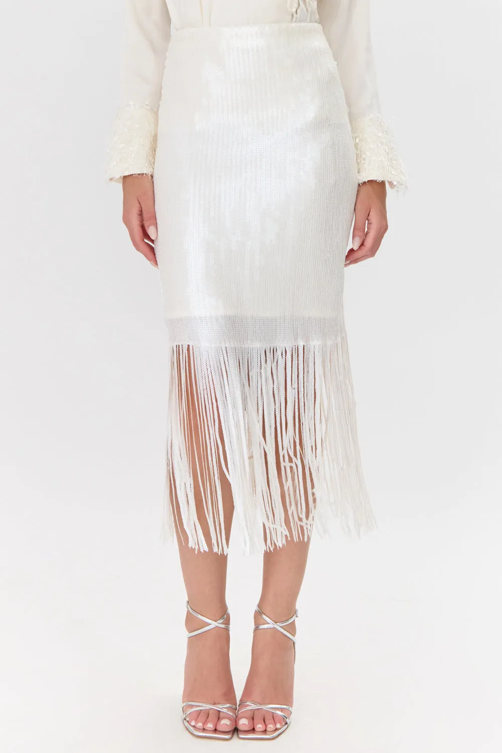 Milana Sequins Fringe Midi Skirt sold by Adelyn Rae