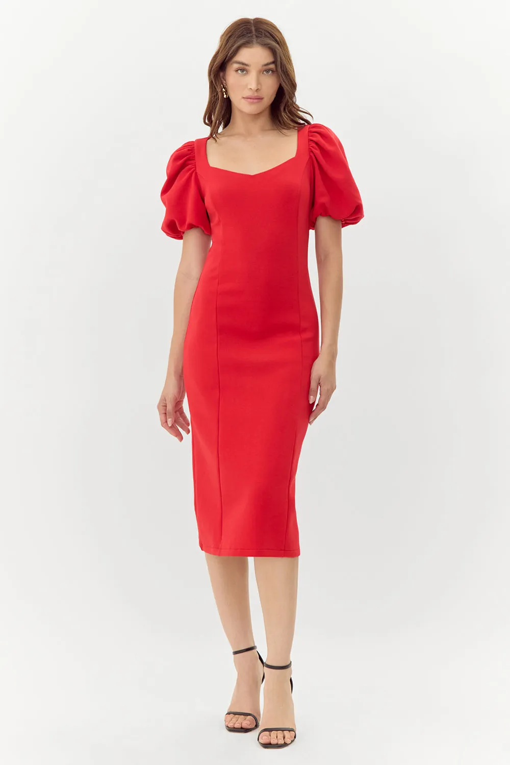 Jenna Puff Sleeve Midi Dress sold by Adelyn Rae