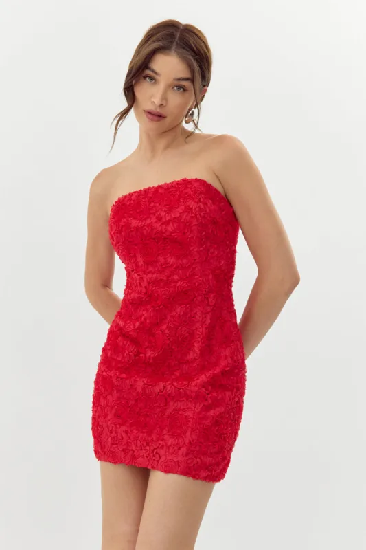 Posey Textured Floral Strapless Mini Dress sold by Adelyn Rae