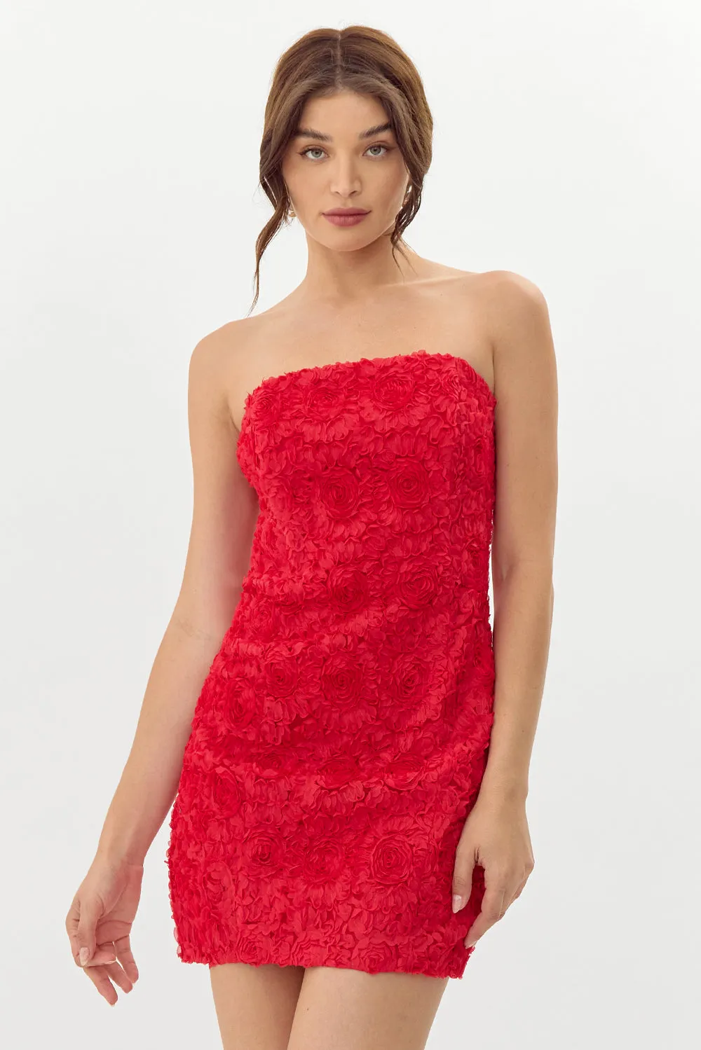 Posey Textured Floral Strapless Mini Dress sold by Adelyn Rae product image thumbnail 4