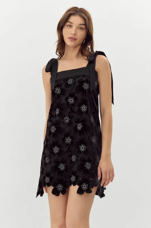 Jolene Crochet Velvet Mini Dress - FINAL SALE sold by Adelyn Rae
