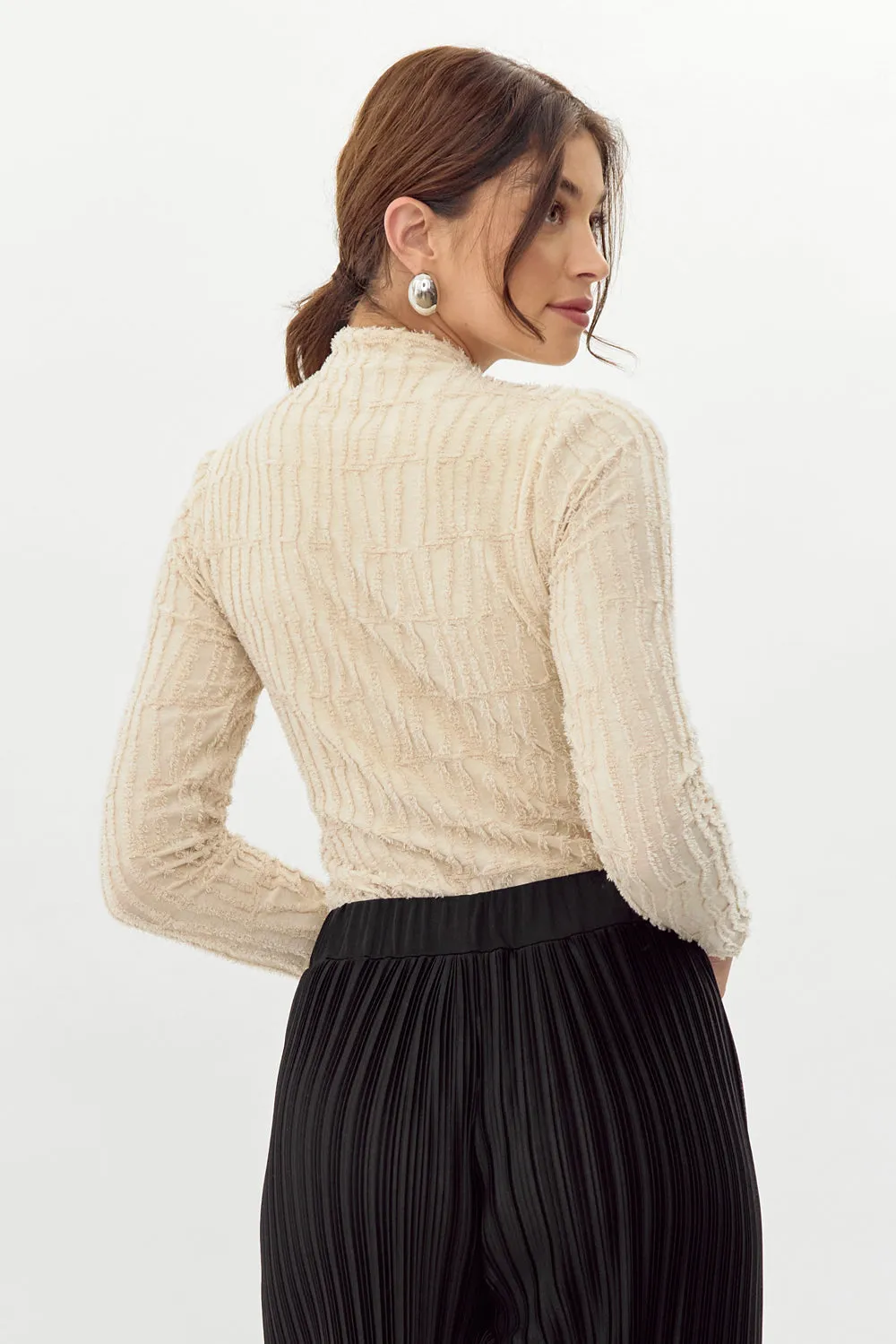 Darcey High Neck Textured Burnout Knit Bodysuit - FINAL SALE sold by Adelyn Rae product image thumbnail 4