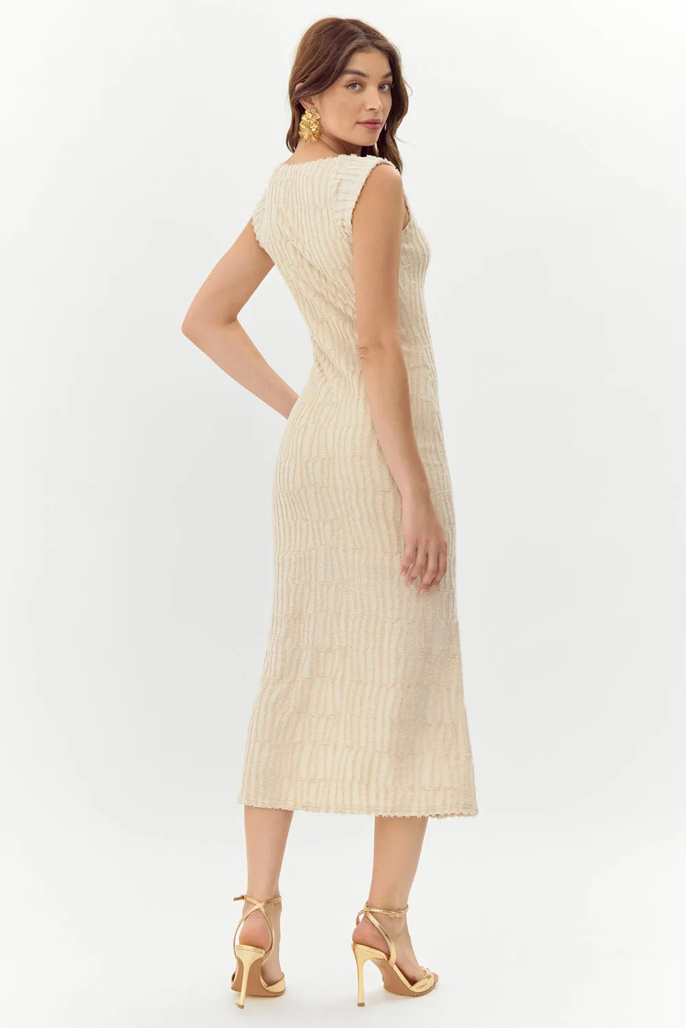 Delaney Front Tie Textured Burnout Knit Midi Dress sold by Adelyn Rae product image thumbnail 4