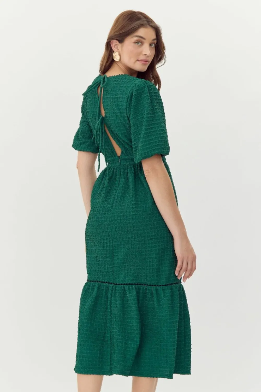 Kara Textured Midi Dress With Puff Sleeve sold by Adelyn Rae product image thumbnail 4