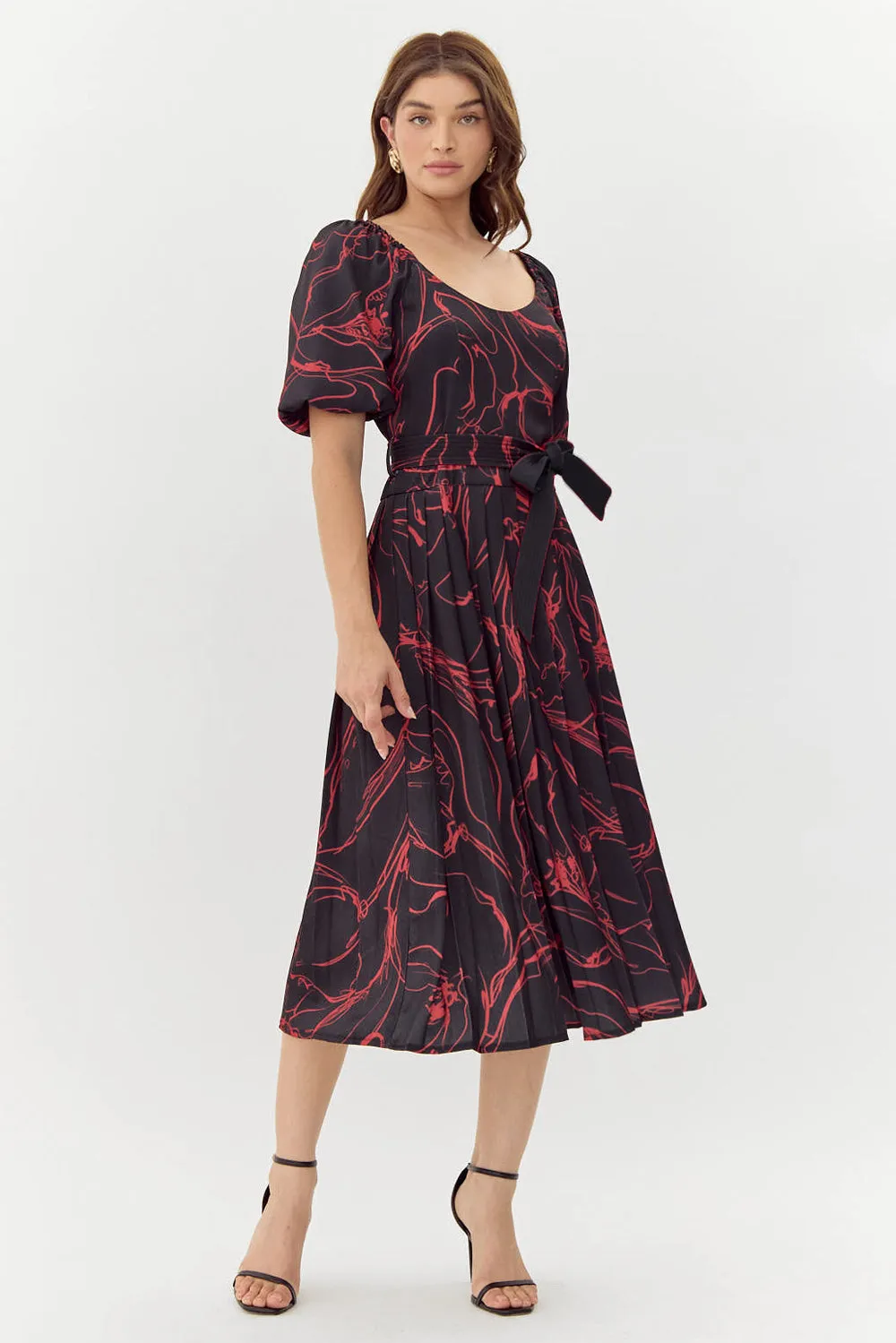 Maris Printed Pleated Midi Dress sold by Adelyn Rae