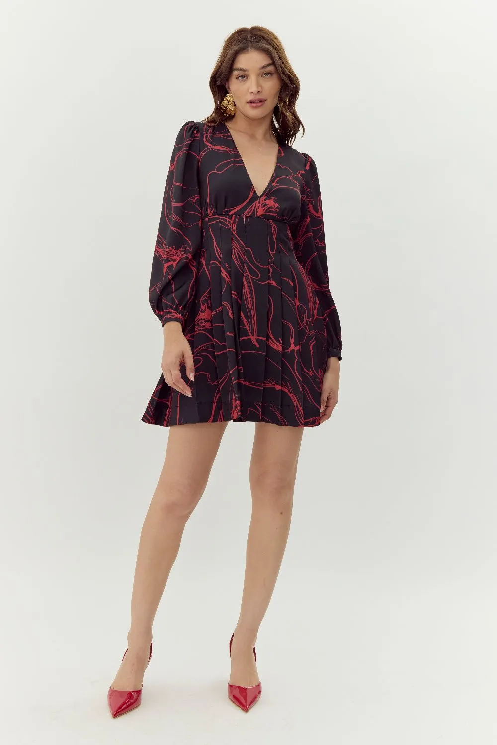 Neriah Pintucked Printed Mini Dress sold by Adelyn Rae product image thumbnail 3