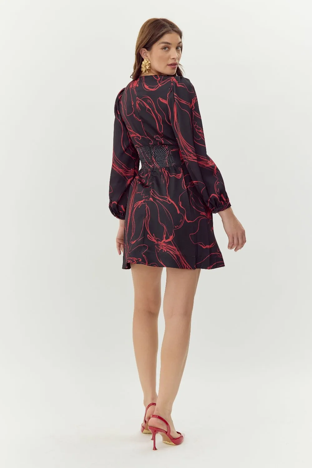 Neriah Pintucked Printed Mini Dress sold by Adelyn Rae product image thumbnail 4