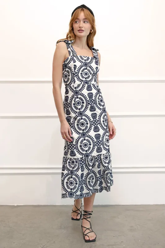 Layla Embroidered Midi Dress sold by Adelyn Rae