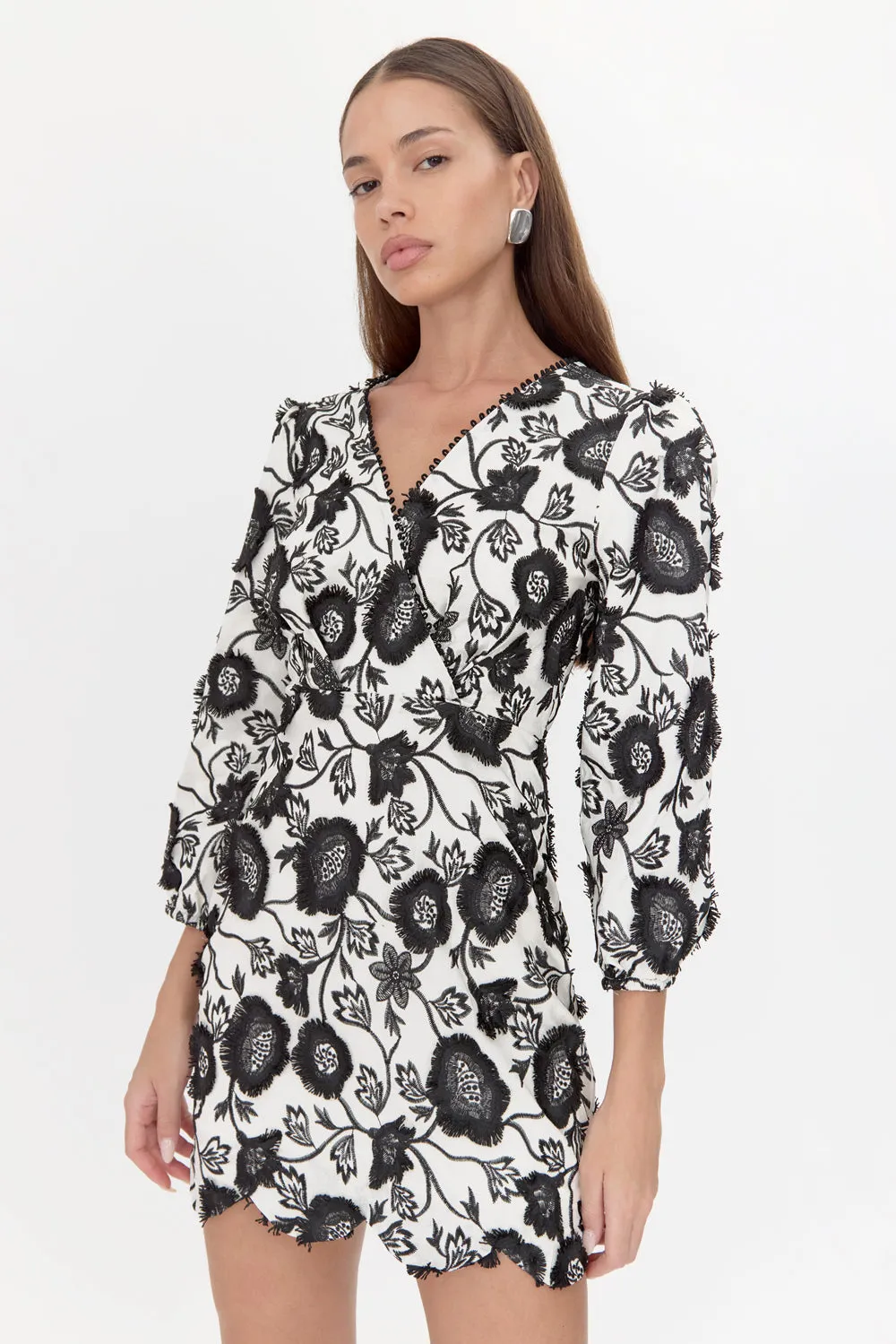 Danica 3D Embroidered Scalloped Mini Dress sold by Adelyn Rae product image thumbnail 2